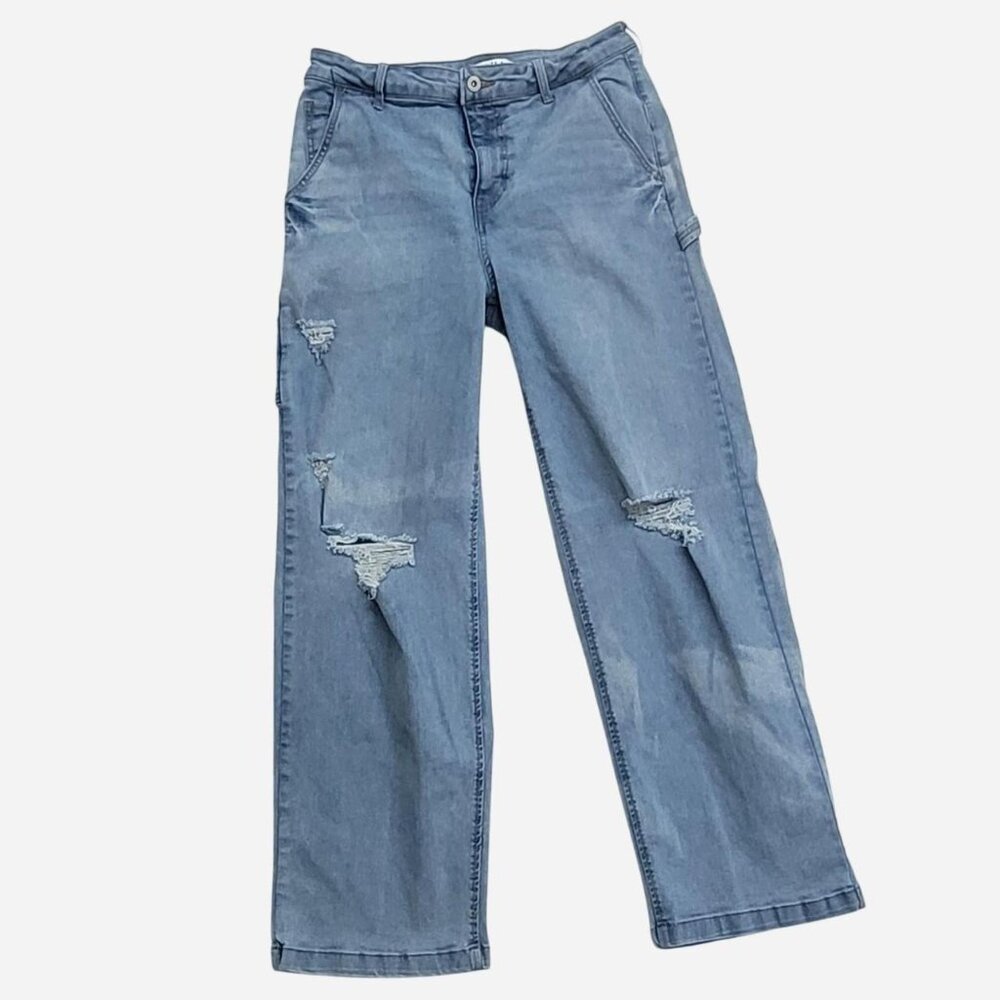 Celebrity Pink Distressed Wide‑Leg Jeans | Women’s Size 9 | Streetwear Casual